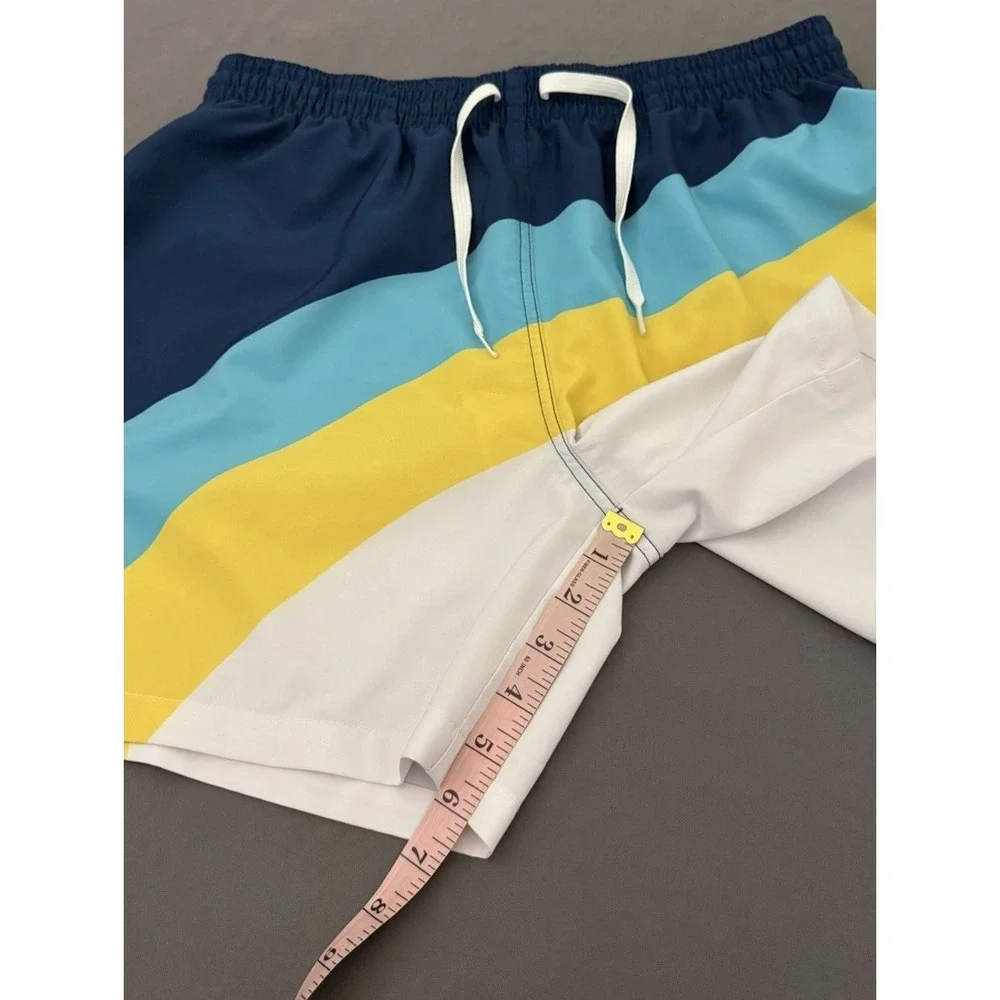 Chubbies Swim Trunks Mens XL White Blue The Shore Enoughs Drawstring Pockets